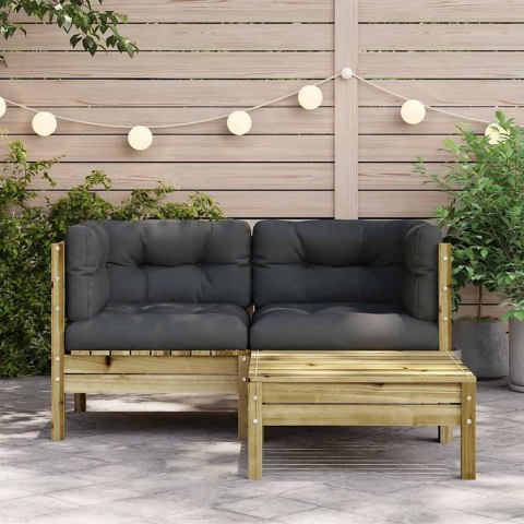 VidaXL Sofa ogrodowa z poduszkami i podnóżkiem, 2-osobowa