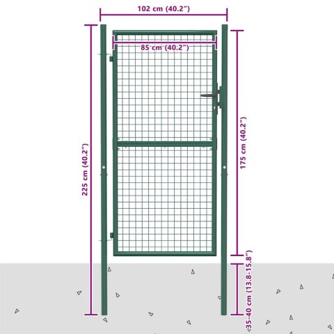 VidaXL Brama ogrodzeniowa stalowa 100x175 cm zielona