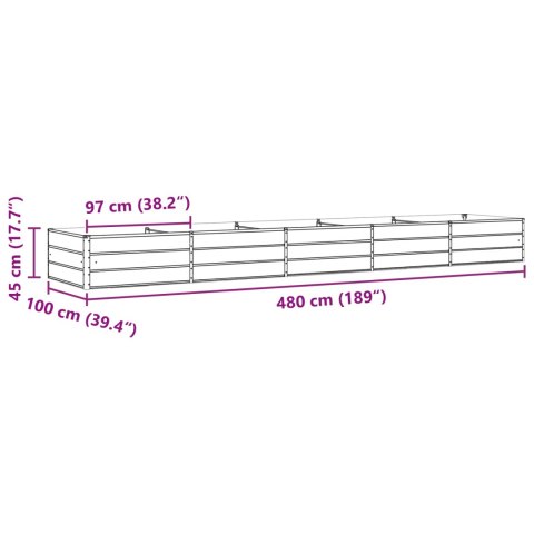 DONICA OGRODOWA PASTELOWA ZIELEŃ 195X100X45CM STAL GALWANIZOWANA