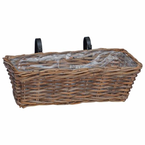 VidaXL Hanging Planter Kosz 2 pcs Brązowy 48 x 22 x 15 cm Rattan Lacak