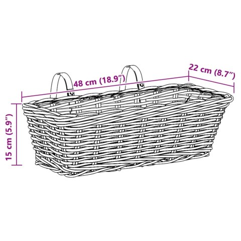 VidaXL Hanging Planter Kosz 2 pcs Brązowy 48 x 22 x 15 cm Rattan Lacak