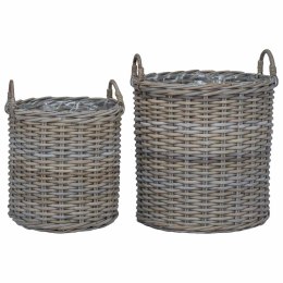VidaXL Kosz na rośliny z przechowywaniem 2 pcs Szary Rattan Lacak