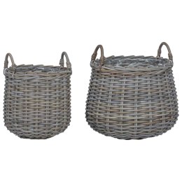 VidaXL Kosz na rośliny z przechowywaniem 2 pcs Szary Rattan Lacak