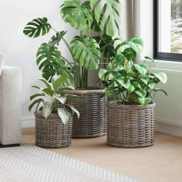 VidaXL Koszyk na rośliny z przechowywaniem 3 pcs Szary Rattan Kubu