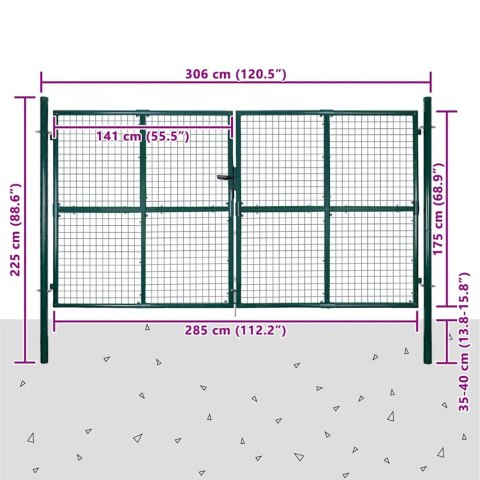 VidaXL Ogrodowa brama ogrodowa z siatki, krata ścienna, 300x175 cm