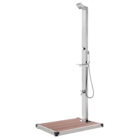 VidaXL Prysznic ogrodowy z brązową podstawą, 225 cm, stal nierdzewna