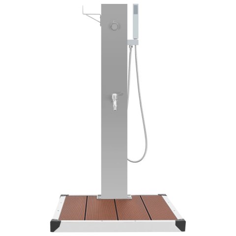 VidaXL Prysznic ogrodowy z podstawą, WPC, stal nierdzewna