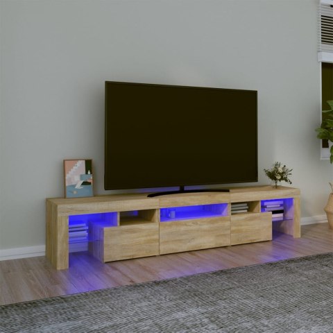 SZAFKA POD TV Z OŚWIETLENIEM LED DĄB SONOMA 200X36,5X40CM