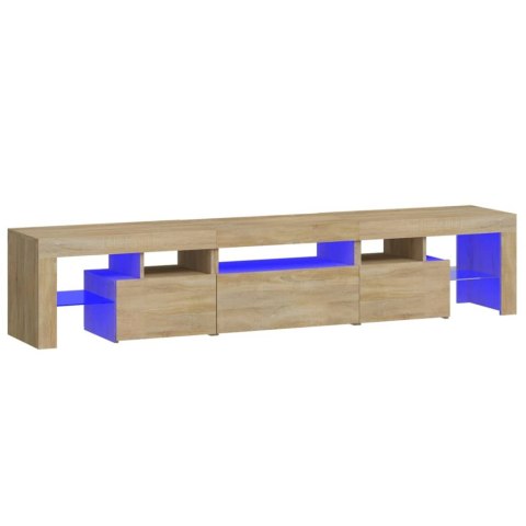 SZAFKA POD TV Z OŚWIETLENIEM LED DĄB SONOMA 200X36,5X40CM