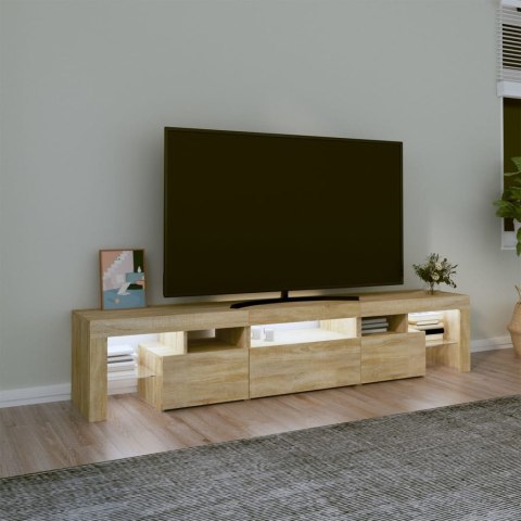 SZAFKA POD TV Z OŚWIETLENIEM LED DĄB SONOMA 200X36,5X40CM