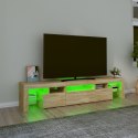 SZAFKA POD TV Z OŚWIETLENIEM LED DĄB SONOMA 200X36,5X40CM