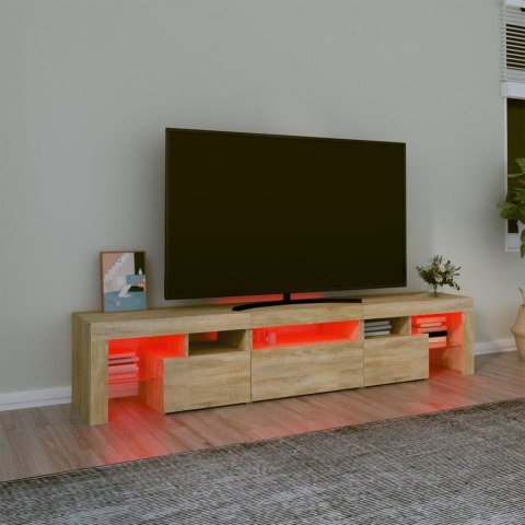 SZAFKA POD TV Z OŚWIETLENIEM LED DĄB SONOMA 200X36,5X40CM