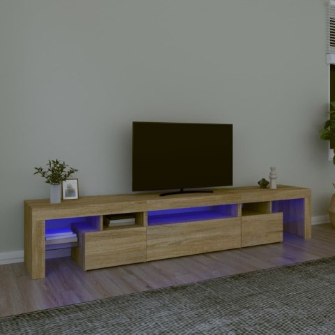 SZAFKA POD TV Z OŚWIETLENIEM LED DĄB SONOMA 215X36,5X40CM