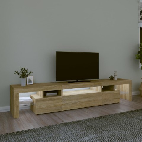 SZAFKA POD TV Z OŚWIETLENIEM LED DĄB SONOMA 215X36,5X40CM