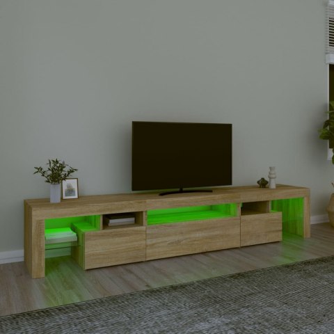 SZAFKA POD TV Z OŚWIETLENIEM LED DĄB SONOMA 215X36,5X40CM