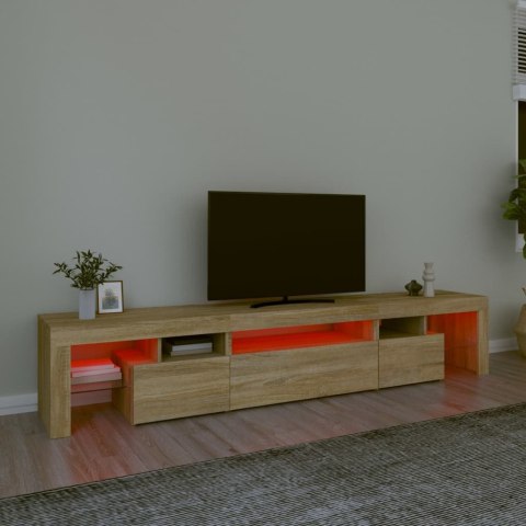 SZAFKA POD TV Z OŚWIETLENIEM LED DĄB SONOMA 215X36,5X40CM