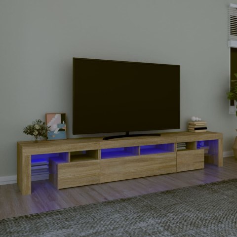 SZAFKA POD TV Z OŚWIETLENIEM LED DĄB SONOMA 230X36,5X40CM