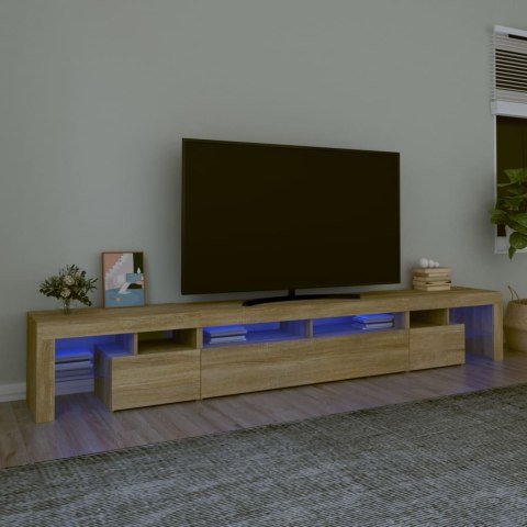SZAFKA POD TV Z OŚWIETLENIEM LED DĄB SONOMA 260X36,5X40CM