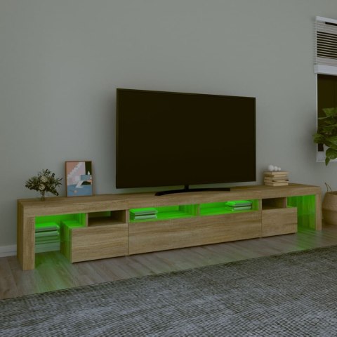 SZAFKA POD TV Z OŚWIETLENIEM LED DĄB SONOMA 260X36,5X40CM