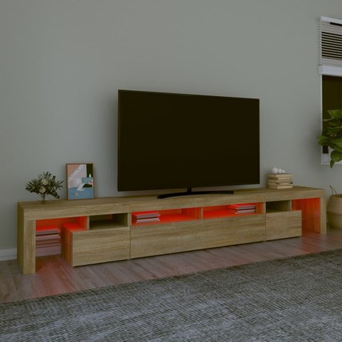 SZAFKA POD TV Z OŚWIETLENIEM LED DĄB SONOMA 260X36,5X40CM