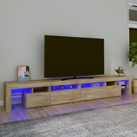 SZAFKA POD TV Z OŚWIETLENIEM LED DĄB SONOMA 260X36,5X40CM