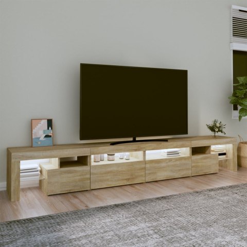 SZAFKA POD TV Z OŚWIETLENIEM LED DĄB SONOMA 260X36,5X40CM