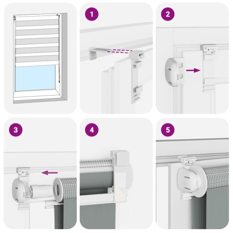 VidaXL Roleta zebra, ciemnoszara, szerokość tkaniny 155,9cm, poliester