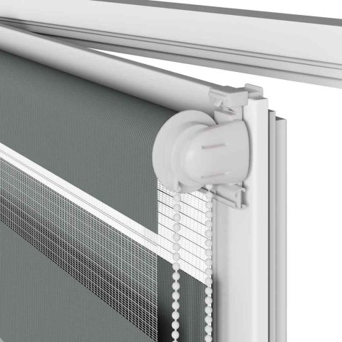 VidaXL Roleta zebra, ciemnoszara, szerokość tkaniny 40,9 cm, poliester