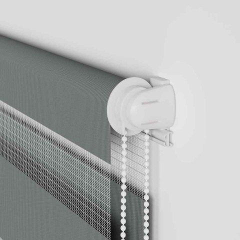 VidaXL Roleta zebra, ciemnoszara, szerokość tkaniny 85,9 cm, poliester