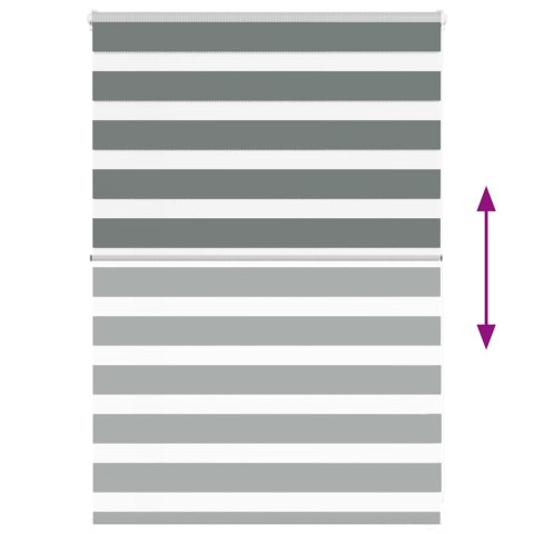 VidaXL Roleta zebra, ciemnoszara, szerokość tkaniny 90,9 cm, poliester