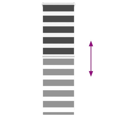 VidaXL Roleta zebra, czarna, szerokość tkaniny 45,9 cm, poliester