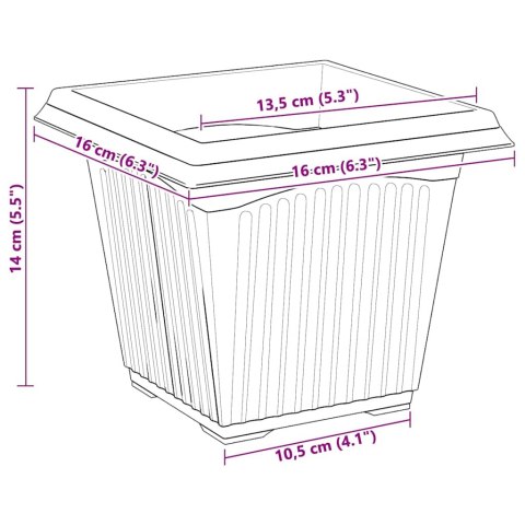 KWADRATOWA DONICZKA NA KWIATY 6 SZT. CZARNA 43X43X33.5CM