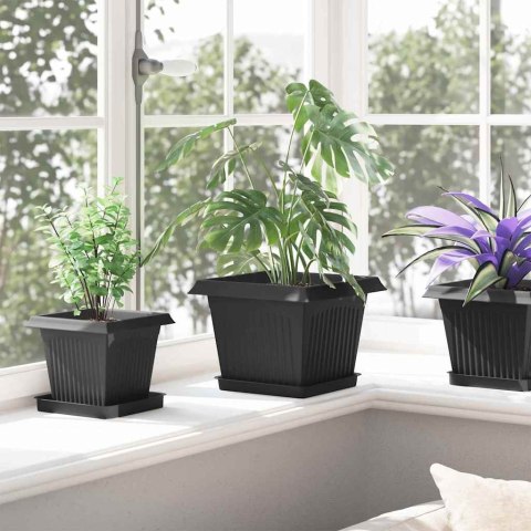 KWADRATOWA DONICZKA NA KWIATY 6 SZT. CZARNA 43X43X33.5CM