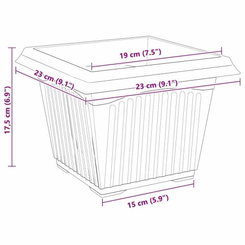 KWADRATOWA DONICZKA NA KWIATY 6 SZT. CZARNA 43X43X33.5CM
