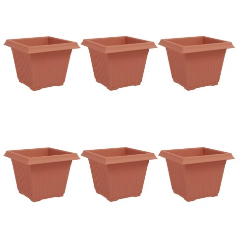 KWADRATOWA DONICZKA NA KWIATY 6 SZT. CZERWONY CEGLASTY