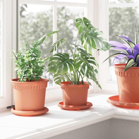 OKRĄGŁA DONICZKA NA KWIATY 24 SZT. CZERWONY CEGLASTY