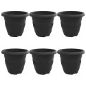 OKRĄGŁA DONICZKA NA KWIATY 6 SZT. CZARNA Ø 26X21.5CM
