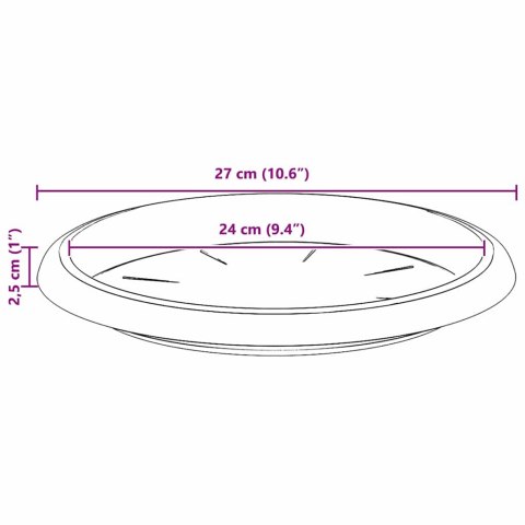 VidaXL Okrągły Talerzyk Kwiatowy 24 pcs Czerwony ceglasty Ø 14 x 2 cm