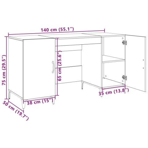 BIURKO Z PRZECHOWYWANIEM DĄB RZEMIEŚLNICZY 140X50X75CM