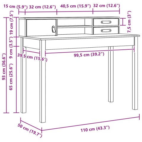 BIURKO Z SZUFLADĄ WOSKOWY BRĄZ 110X50X93CM DREWNO SOSNOWE
