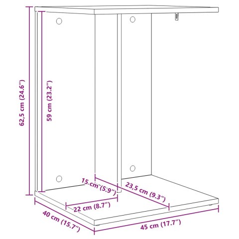 VidaXL Stolik boczny Biały 45 x 40 x 62,5 cm Materiał drewnopochodny
