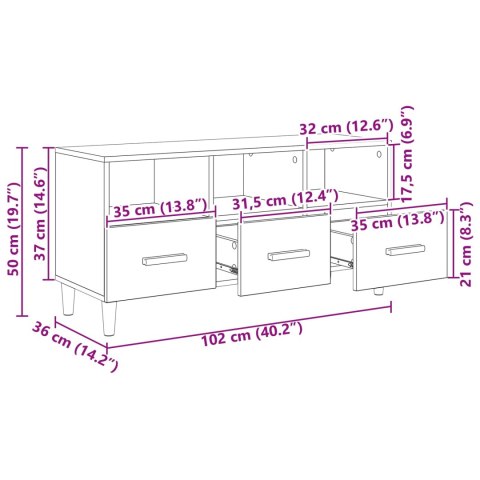 SZAFKA POD TELEWIZOR DĄB RZEMIEŚLNICZY 102X 35,5X 50CM