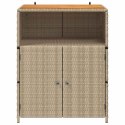 SZAFKA OGRODOWA RATTANOWA DREWNIANY BLAT AKACJA 70X50X87 CM BEŻOWA NA TARAS