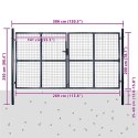 VidaXL Brama ogrodowa z siatki ocynkowanej, stal 300x200 cm, szara