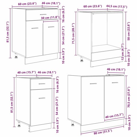VidaXL Zestaw szafek kuchennych z szufladą Lyon 8 pcs Wędzony dąb