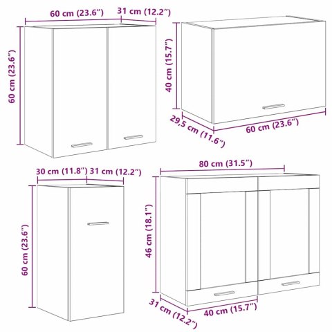 VidaXL Zestaw szafek kuchennych z szufladą Lyon 8 pcs Wędzony dąb