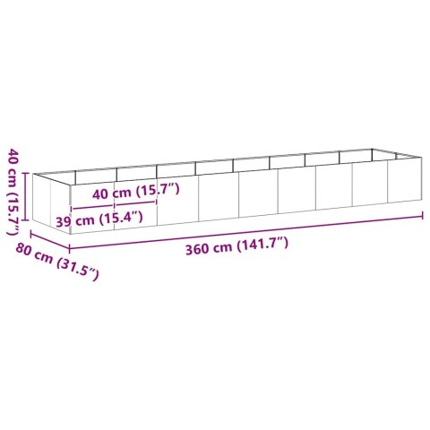DONICZKA RUSTY 360X80X40CM STAL NIERDZEWNA
