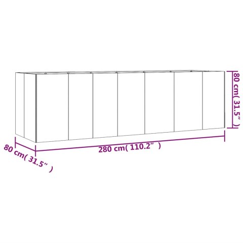 PODWYŻSZONA DONICA 280X80X80CM STAL KORTENOWSKA