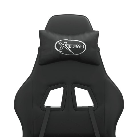 FOTEL GAMINGOWY Z PODNÓŻKIEM CZARNY SZTUCZNA SKÓRA