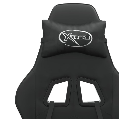 FOTEL GAMINGOWY Z PODNÓŻKIEM CZARNY SZTUCZNA SKÓRA